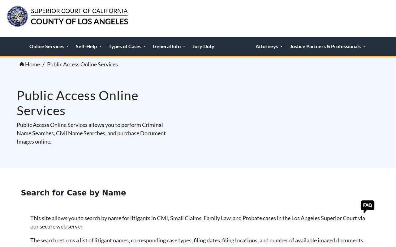 Downey people search Los Angeles Superior Court civil name index