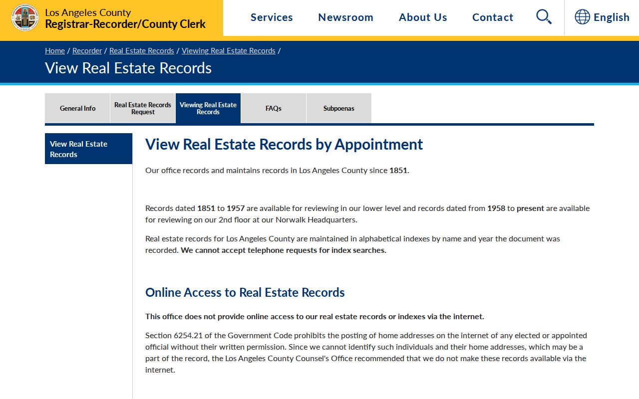 Downey people search RRCC real estate viewing page