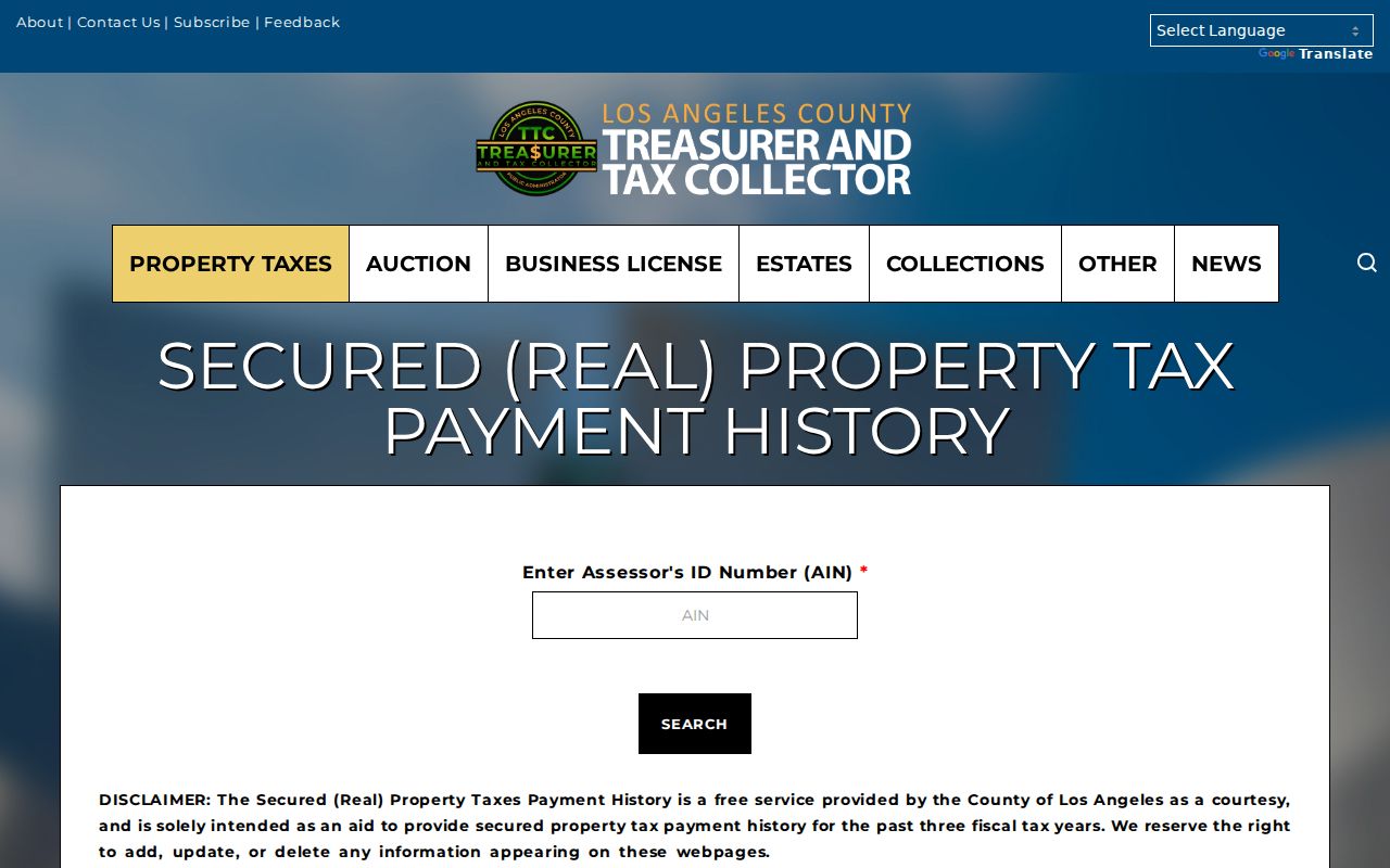 Downey public records LA County tax payment history search
