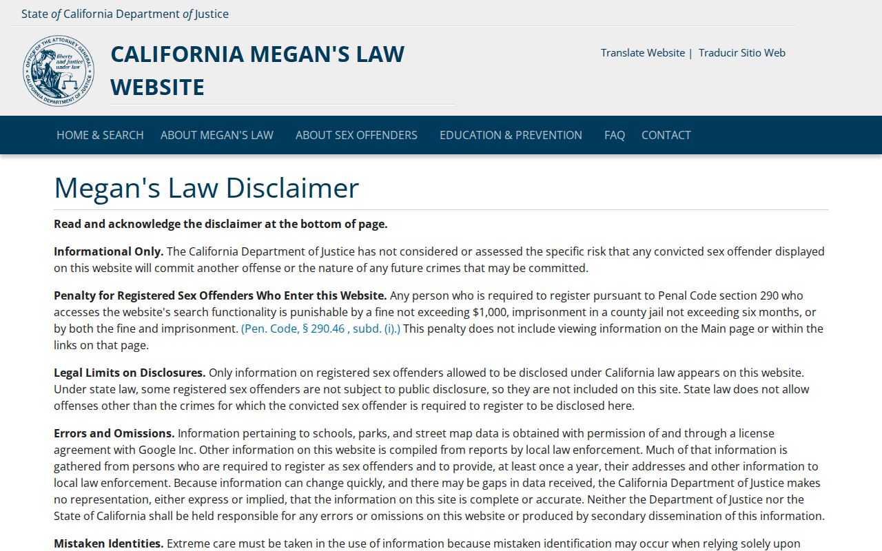 Downey voter registration records California Megan's Law registry misuse warning context